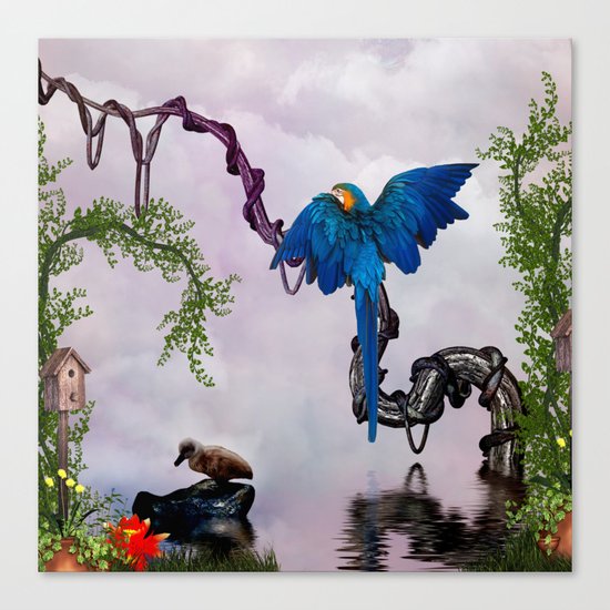 Wonderful blue parrot Canvas Print