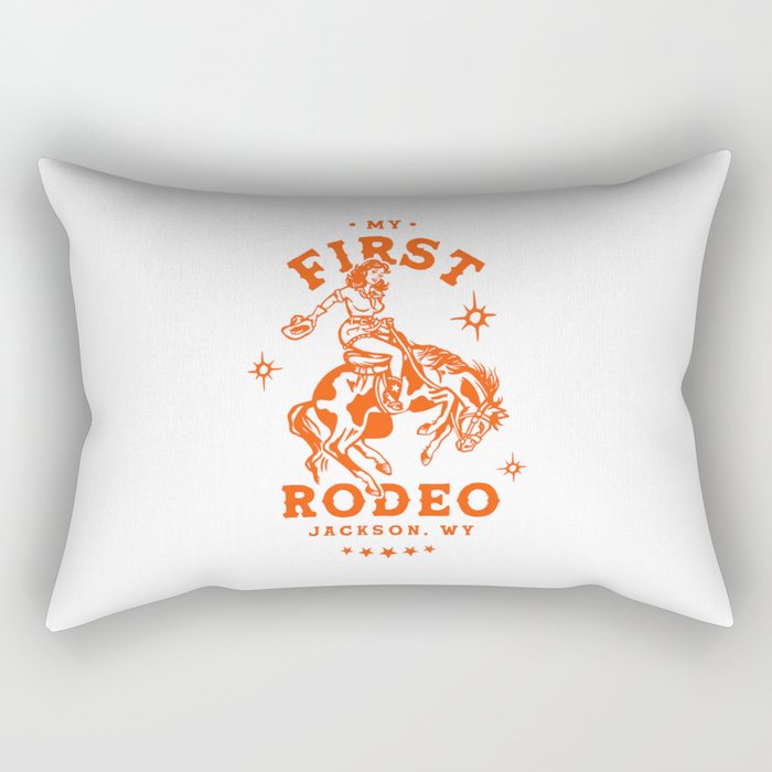 Jackson, Wyoming Rodeo Cowgirl. Funny Cowgirls Art Rectangular Pillow