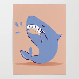 Teeth brushing shark Poster