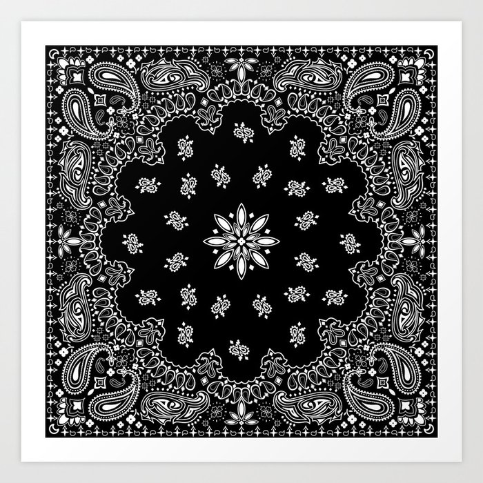 black and white bandana pattern Art Print