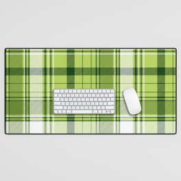 Green Tartan Plaid Pattern Desk Mat