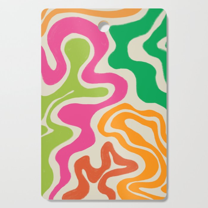 Colorful Swirls in Happy Summer Colors Cutting Board