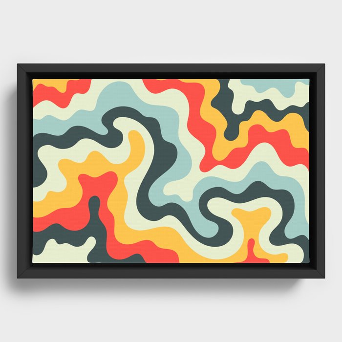 Vintage Abstract Soft Swirl Vibrant Waves Art Retro 50s and 60s Color Palette 2 Framed Canvas