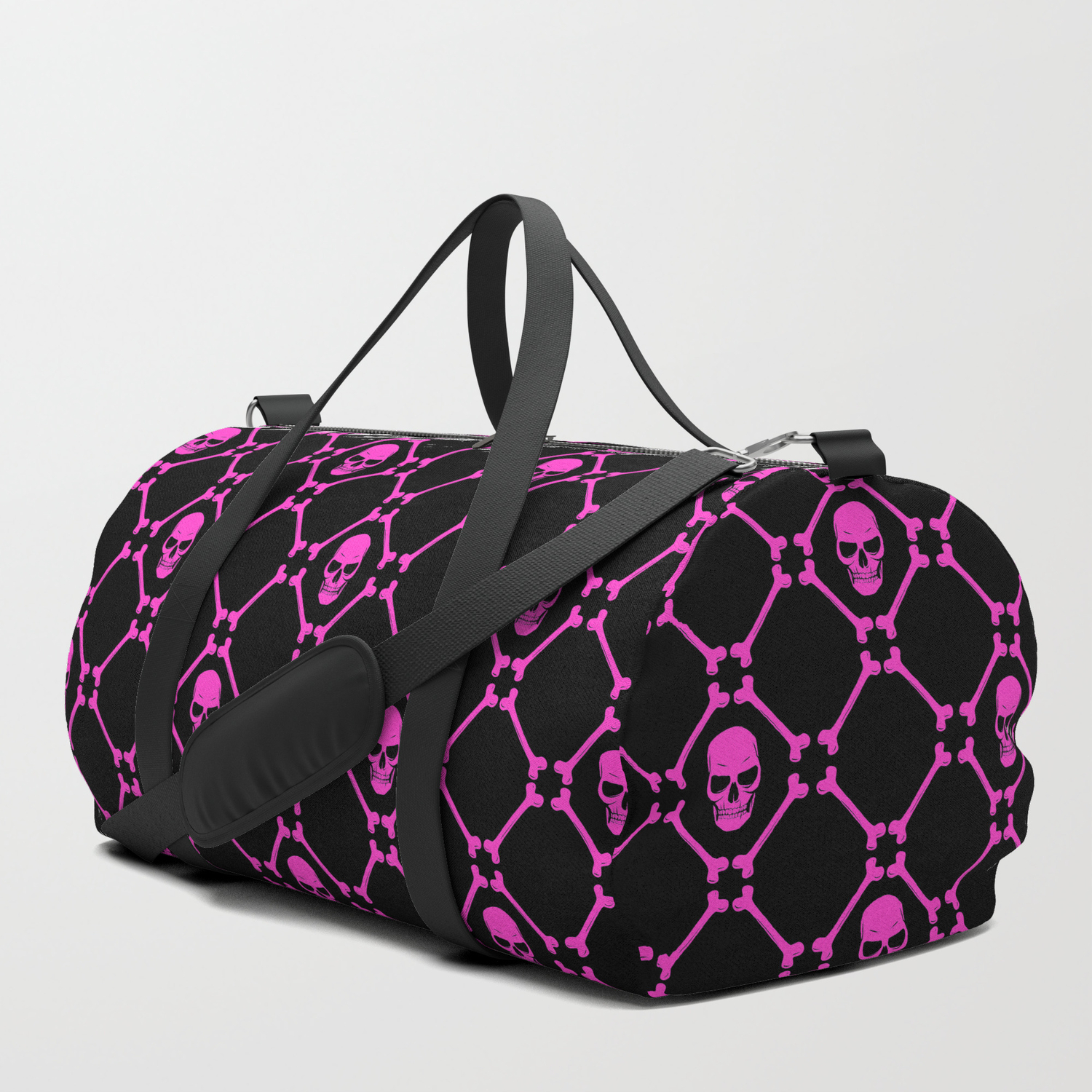 pink black duffle bag