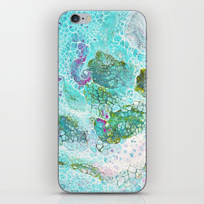 Abstract contemporary painting, aerial view of the ocean and its coral reef iPhone Skin