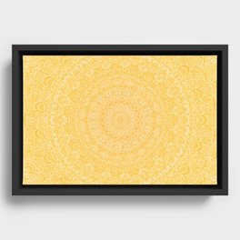 The Most Detailed Intricate Mandala (Mustard Yellow) Maze Zentangle Hand Drawn Popular Trending Framed Canvas