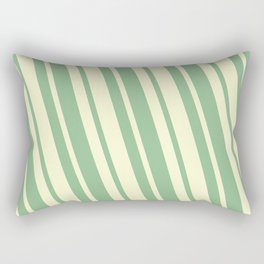 [ Thumbnail: Dark Sea Green and Light Yellow Colored Striped/Lined Pattern Rectangular Pillow ]
