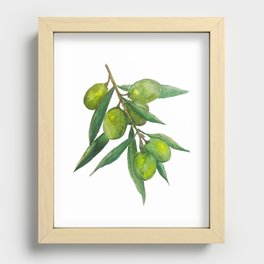 Watercolor Olive Branch Recessed Framed Print