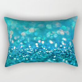 Teal turquoise blue shiny glitter print effect - Sparkle Luxury Backdrop Rectangular Pillow