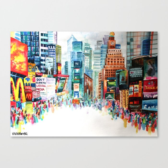 Times Square New York City Landscape Watercolour Painting