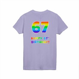 [ Thumbnail: HAPPY 67TH BIRTHDAY - Multicolored Rainbow Spectrum Gradient Kids T Shirt Kids T-Shirt ]