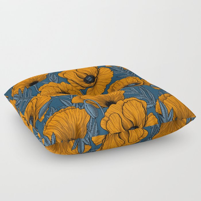 Orange poppies Floor Pillow
