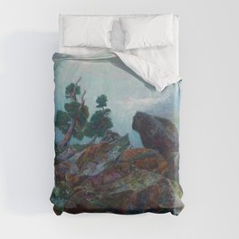 Weather chirping on cyclone rock landscape painting by Emilie Mediz-Pelikan Duvet Cover
