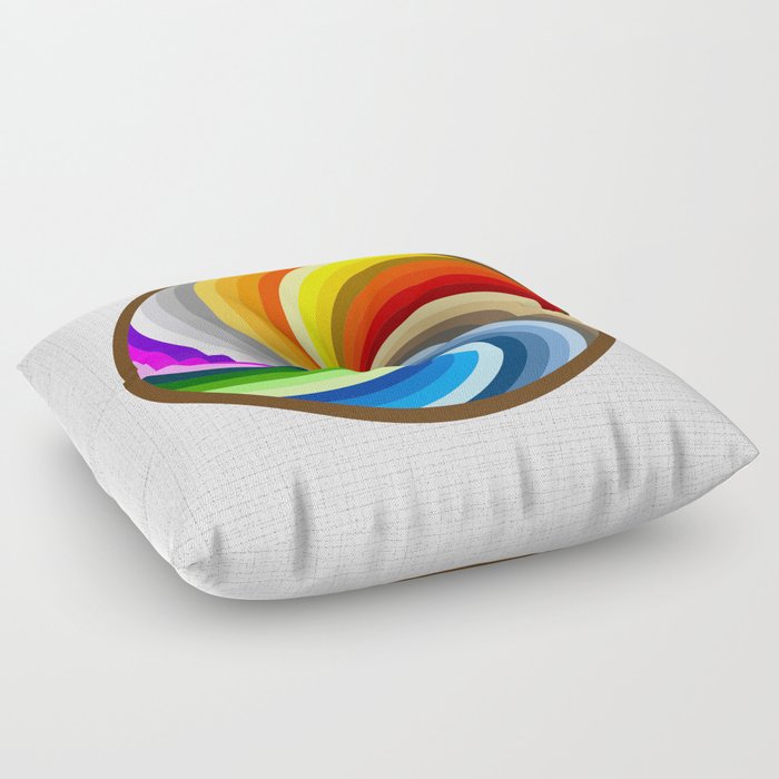 Rainbow Swirl Multi Coloured Circle Design Floor Pillow By