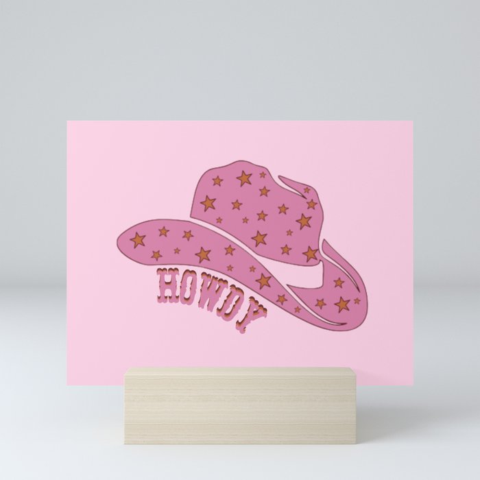 Howdy Cowgirl Hat Mini Art Print
