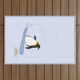 penguin snowboarding Outdoor Rug