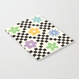 Retro Colorful Flower Double Checker Notebook