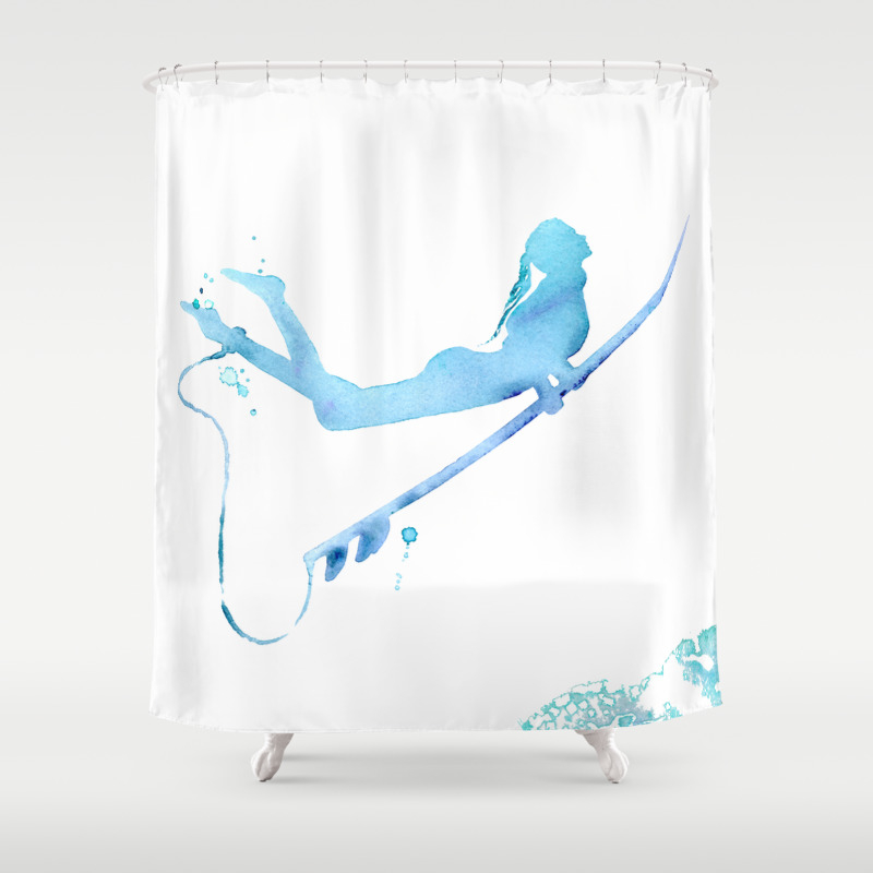 Duck Diving Surf Art Of Surfer Girl Shower Curtain By