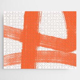 Abstract Minimalist Painted Brushstrokes 1 in Orange  Jigsaw Puzzle