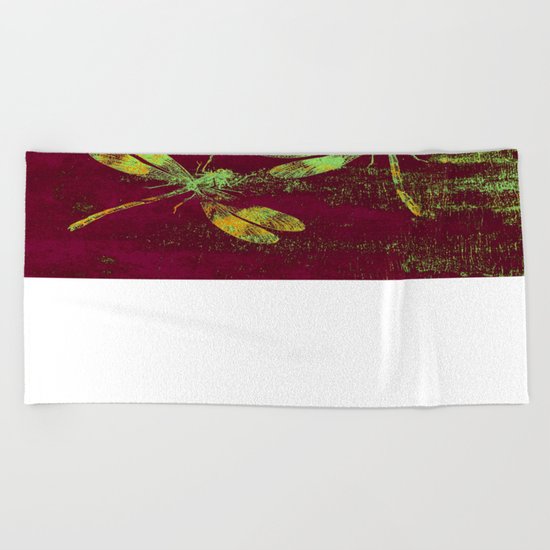 Mauritius Vintage Dragonflies QRF Beach Towel