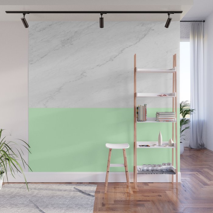Marble Pastel Mint-Green Mural by ARTbyJWP | Society6