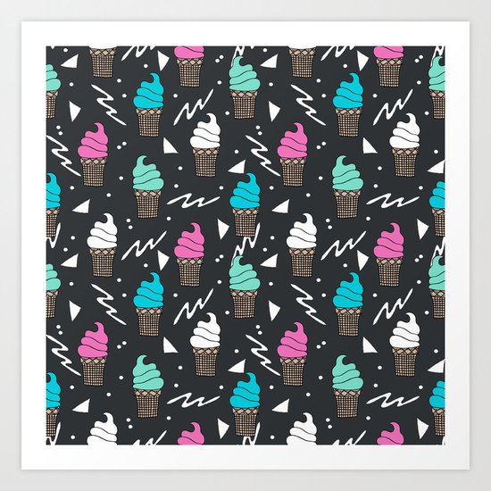 Ice cream dole whip rad geometric dessert treats pattern by andrea lauren Art Print