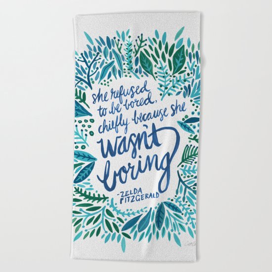 Zelda Fitzgerald – Blue on White Beach Towel