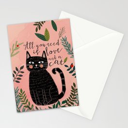 ALL YOU NEED IS LOVE AND A CAT Stationery Card