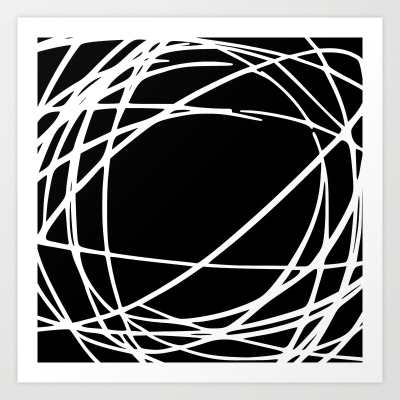 Black And White Abstract Art Print Scribbles Minimalism Wall Art Art Print By Meganmorrisart Society6