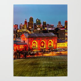 Colorful Championship Skyline - Kansas City Missouri Poster