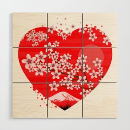 Cherry Blossom Heart Wood Wall Art