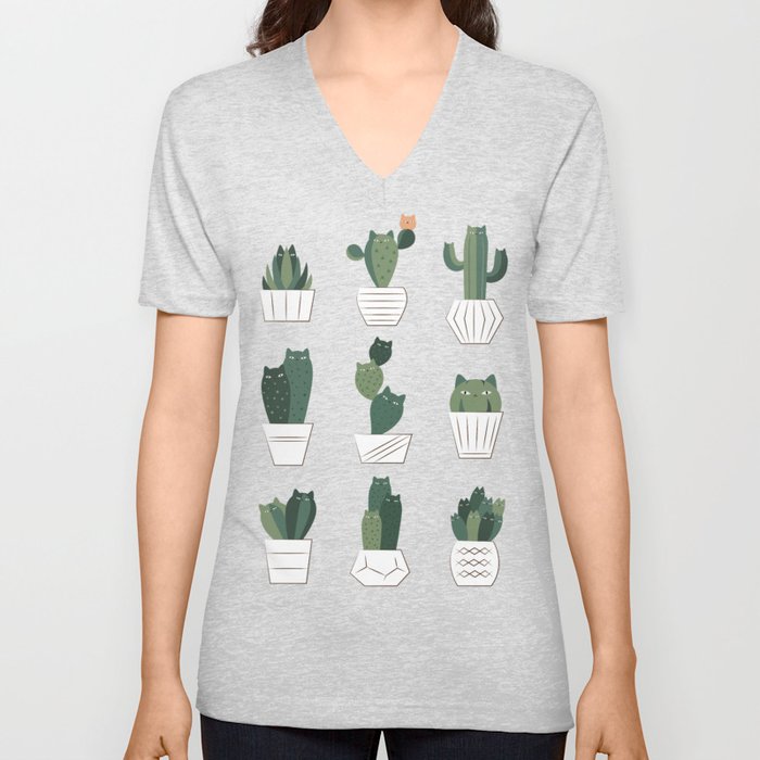 Cat and Plant 20: Cattus V Neck T Shirt