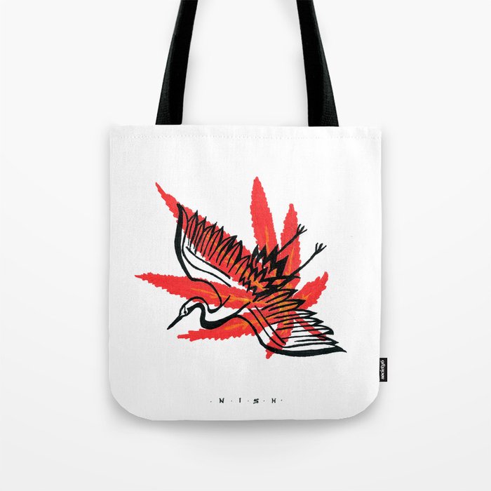 The Crane of the Maple Tote Bag