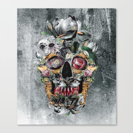 Skull on old grunge III Canvas Print