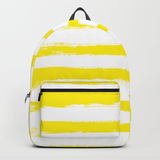 Sunny Yellow STRIPES Handpainted Brushstrokes Backpack