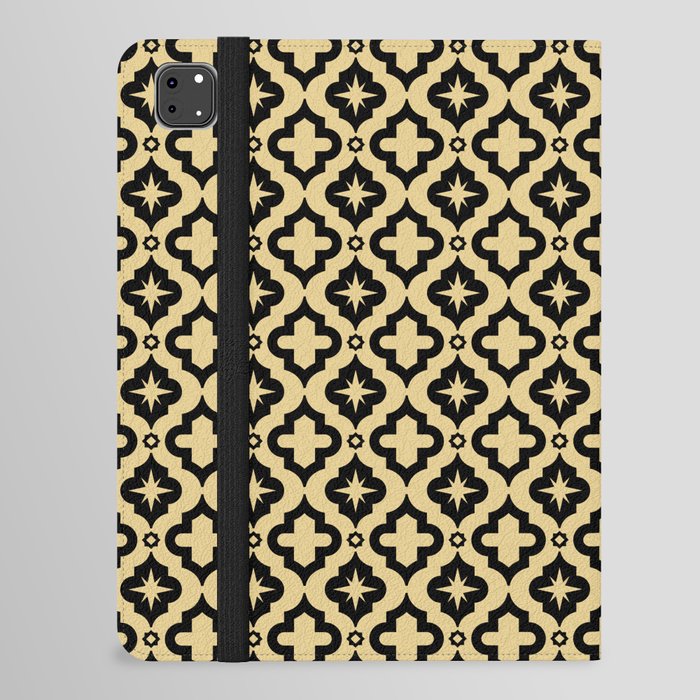 Tan and Black Ornamental Arabic Pattern iPad Folio Case