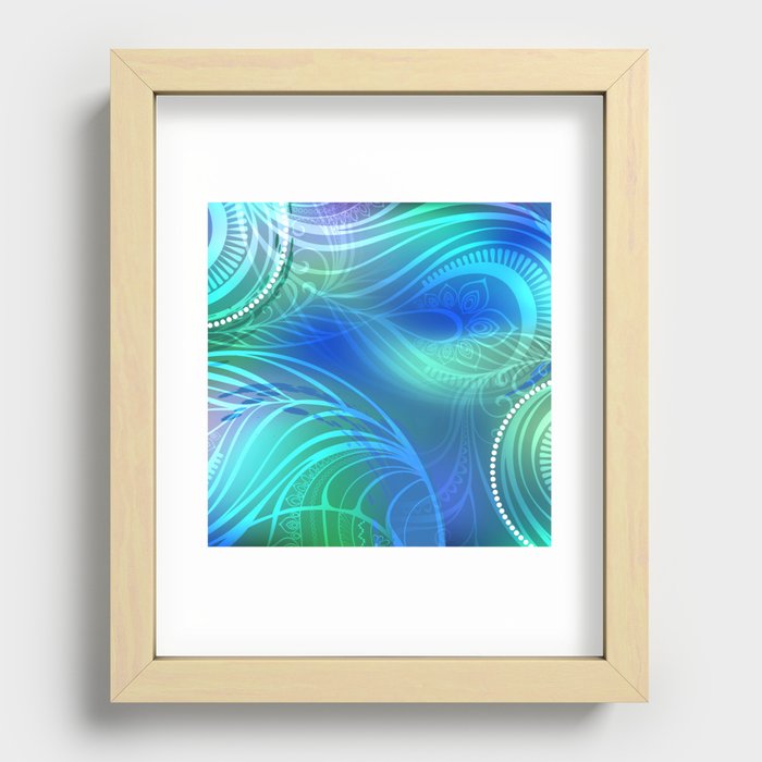 Iridescent Peacock Background Recessed Framed Print