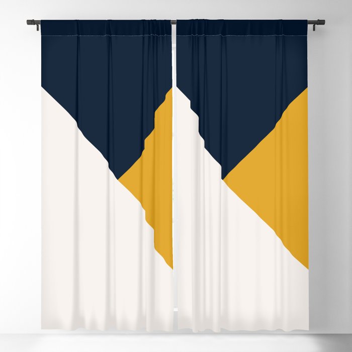 Tricolor Geometry Navy Yellow Blackout Curtain