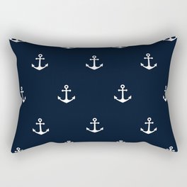 Dark Blue Anchor Pattern Rectangular Pillow