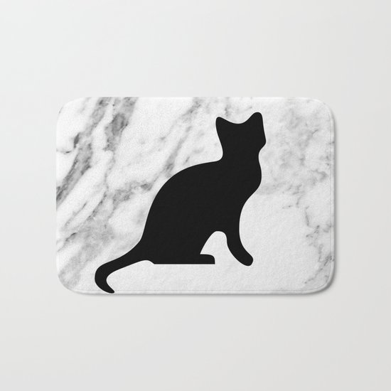 Marble black cat Bath Mat