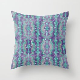 Teal and Purple boho pearls Throw Pillow