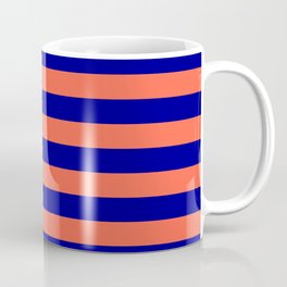 [ Thumbnail: Red and Dark Blue Colored Lines/Stripes Pattern Coffee Mug ]