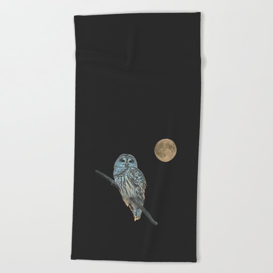 Owl, See the Moon Beach Towel