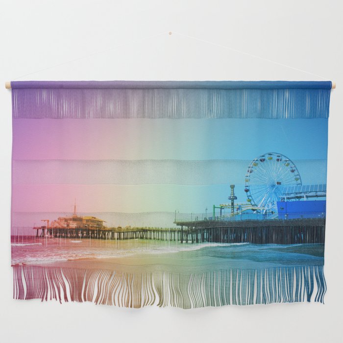 Santa Monica Pier Rainbow Colors Wall Hanging by Christine aka stine1 on Society6