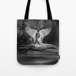 Fallen angel female figurative angelic nude beautiful black and white art photograph - photography - photographs Tote Bag