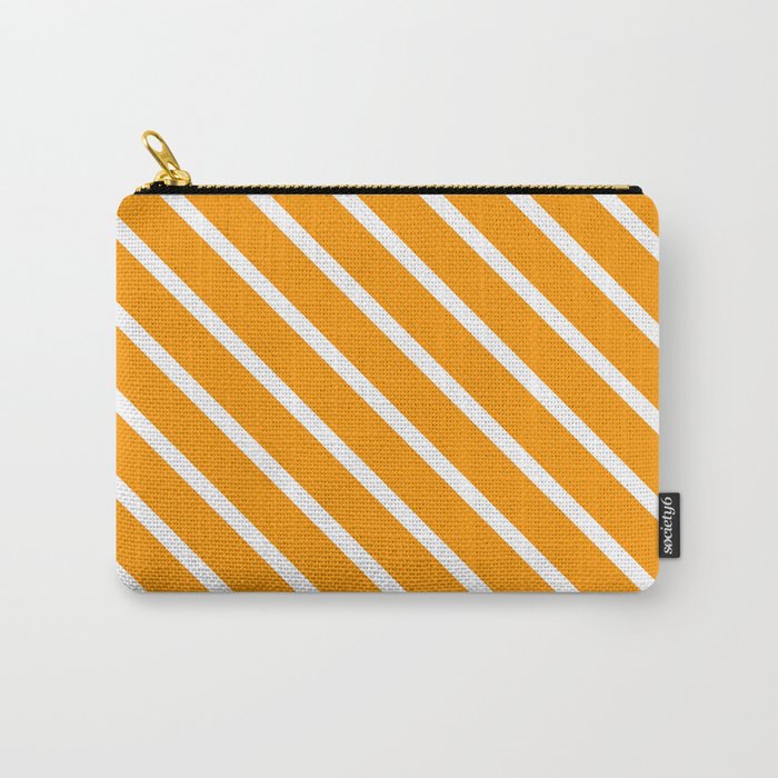 Neon Orange Diagonal Stripes Carry-All Pouch