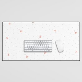 Coral flying dandelion seed simple Christmas seamless pattern and Grey Confetti on White Background Desk Mat
