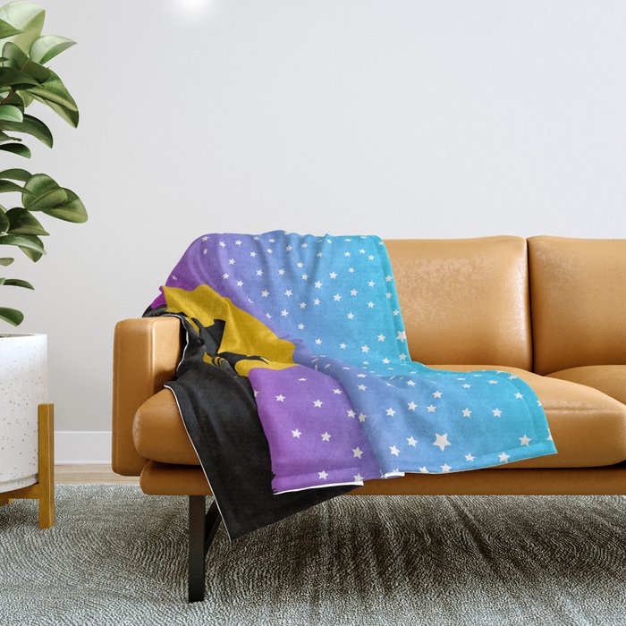 Moose Moon Light Pink and Light Blue Throw Blanket