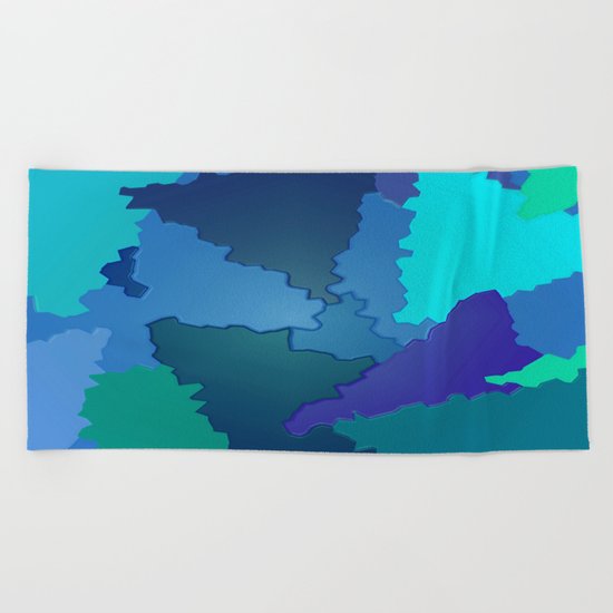 Blues and Greens Puzzle Patchwork Beach Towel