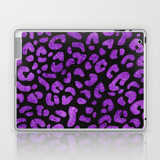 Indigo Glitter Leopard Print Pattern Laptop & iPad Skin